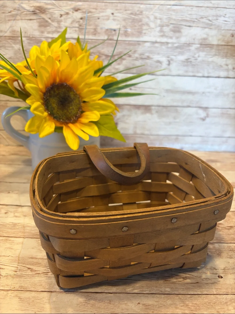 Longaberger Brown Woven Basket with Handle